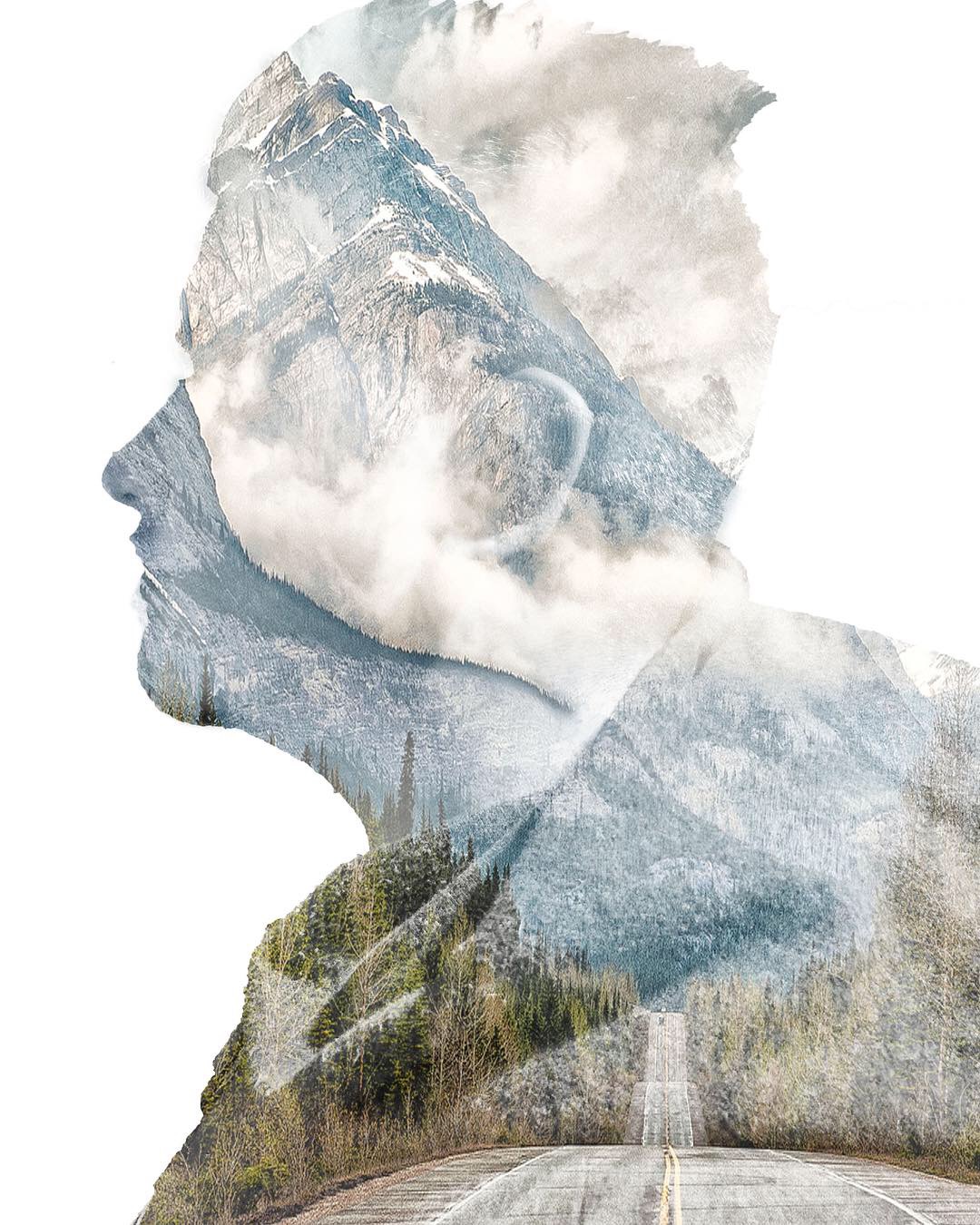 silhouette of  me with a mountain in the background